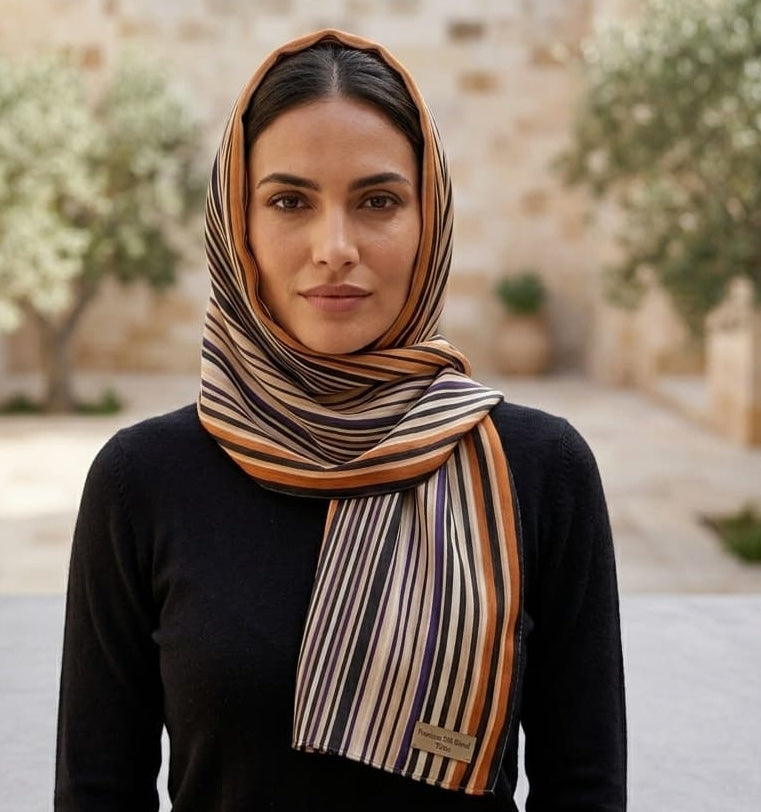 Camel Stripe Print Chiffon Scarf – Hijab Canada