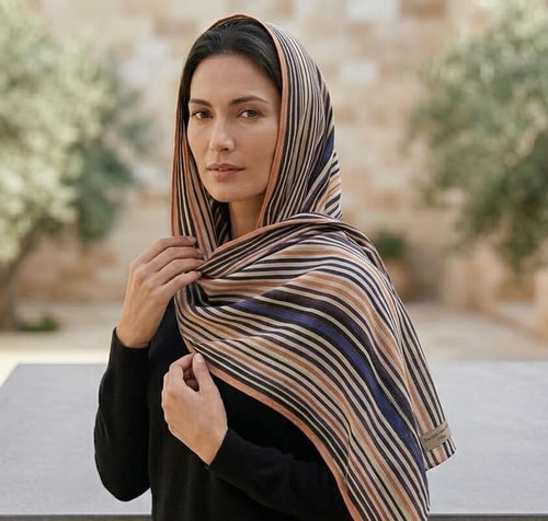 Camel Stripe Print Chiffon Scarf – Hijab Canada | North Abaya Canada