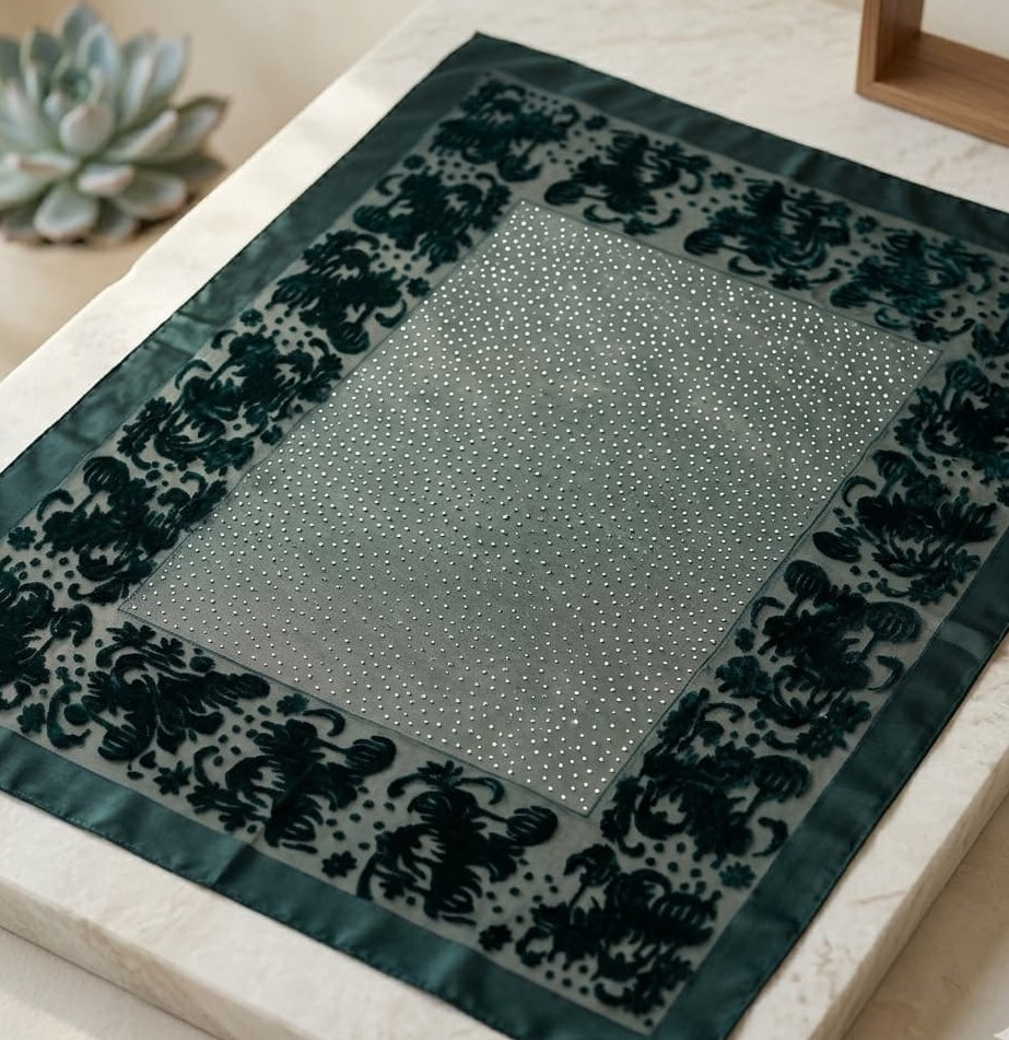 Forest Green Damask Dot Chiffon Scarf – Hijab Canada
