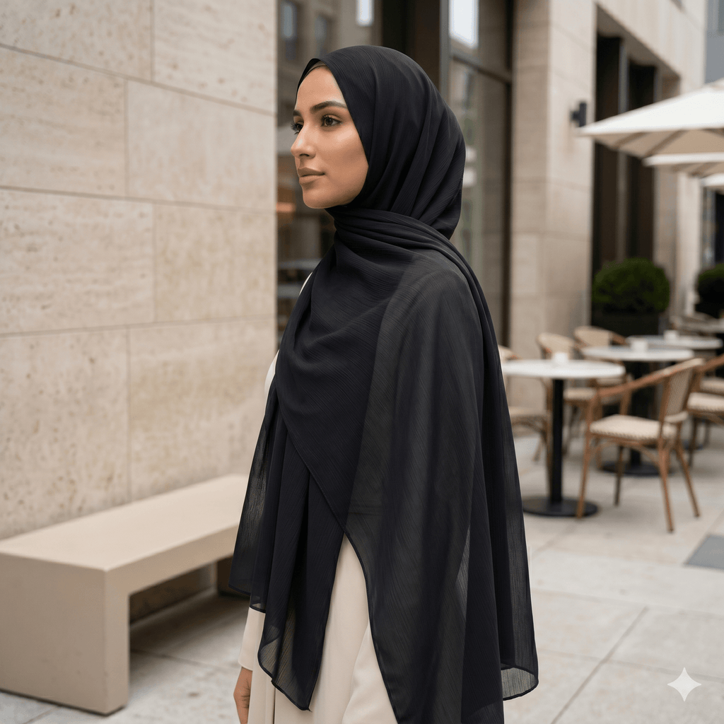 Premium Crinkle Chiffon Scarf – Textured Modest Hijab | North Abaya