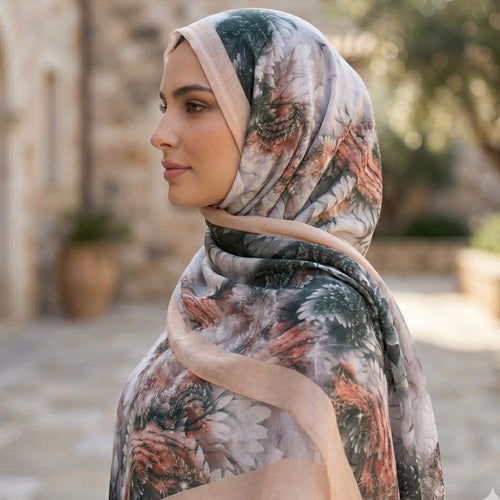 Blush Botanical Bloom Chiffon Scarf – Hijab Canada | North Abaya Canada