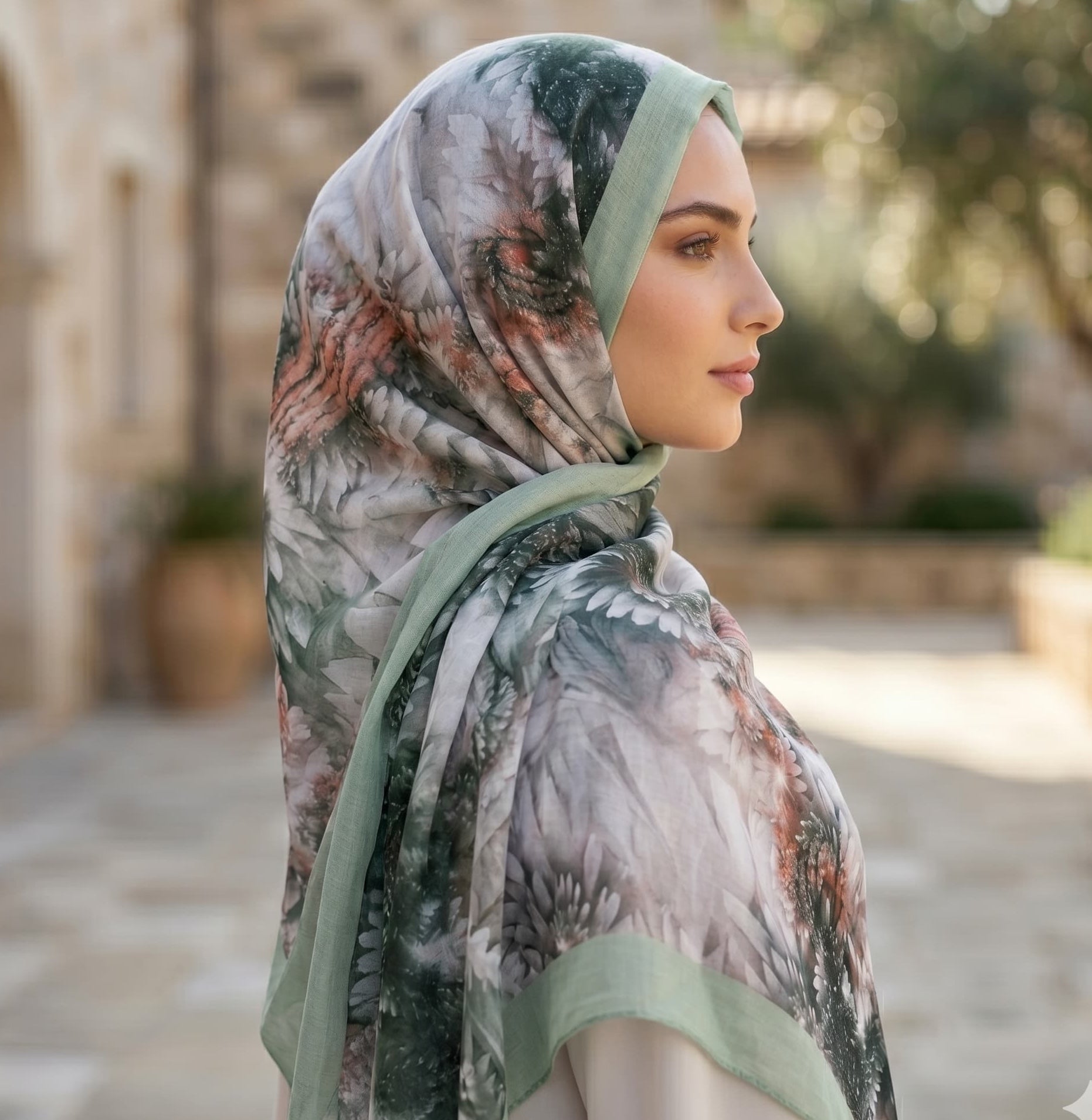 Blush Botanical Bloom Chiffon Scarf – Hijab Canada
