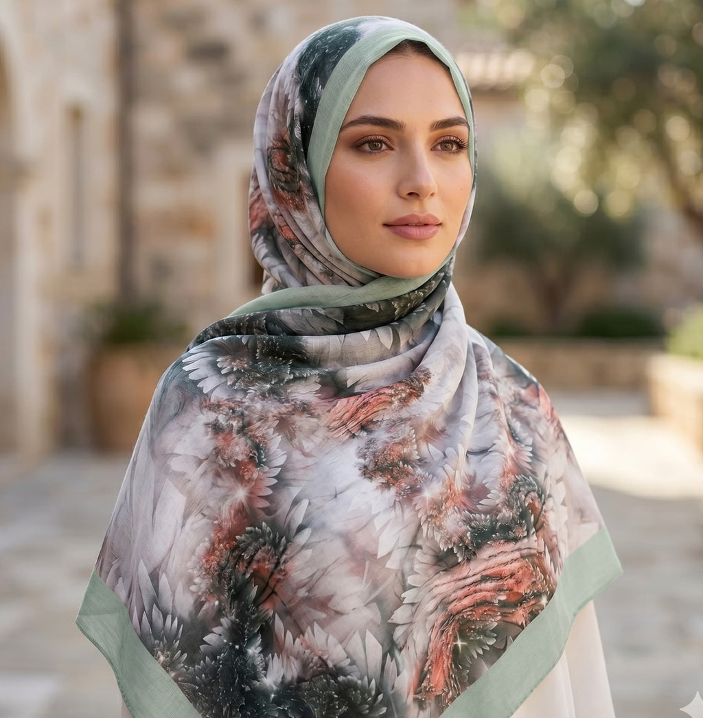 Blush Botanical Bloom Chiffon Scarf – Hijab Canada