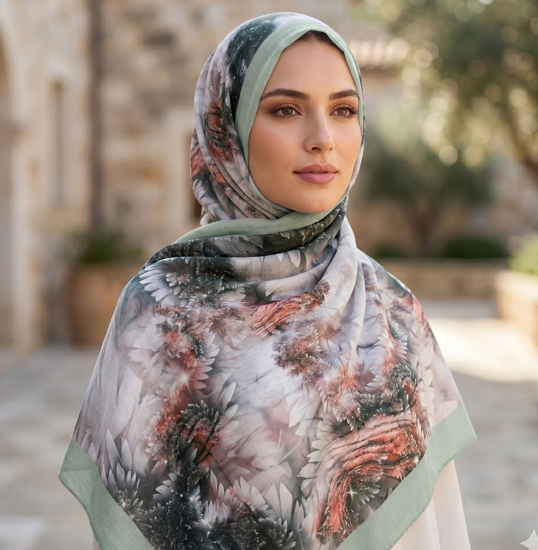 Blush Botanical Bloom Chiffon Scarf – Hijab Canada