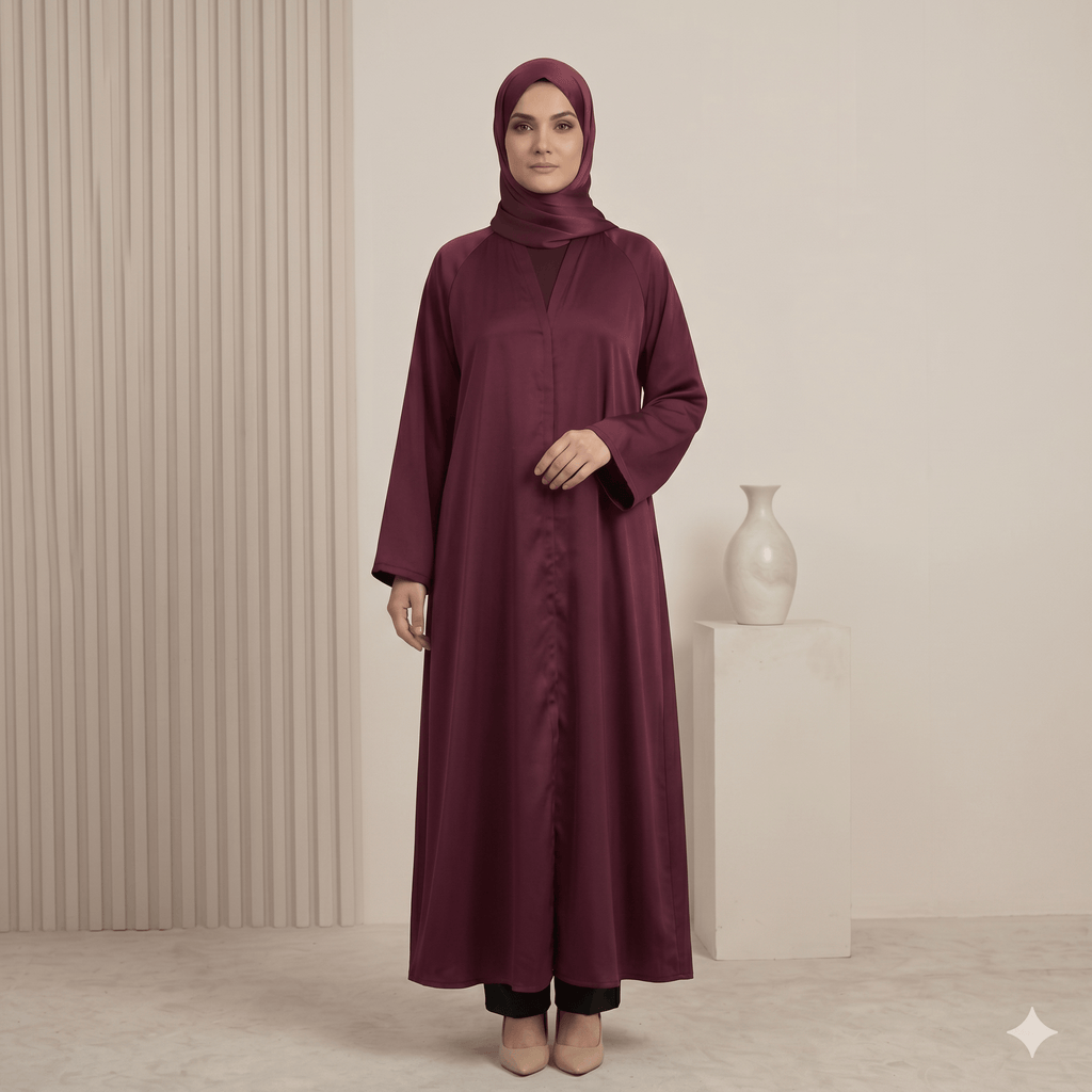 Covered Button Open-Front Abaya – Shiny Nida | Canada
