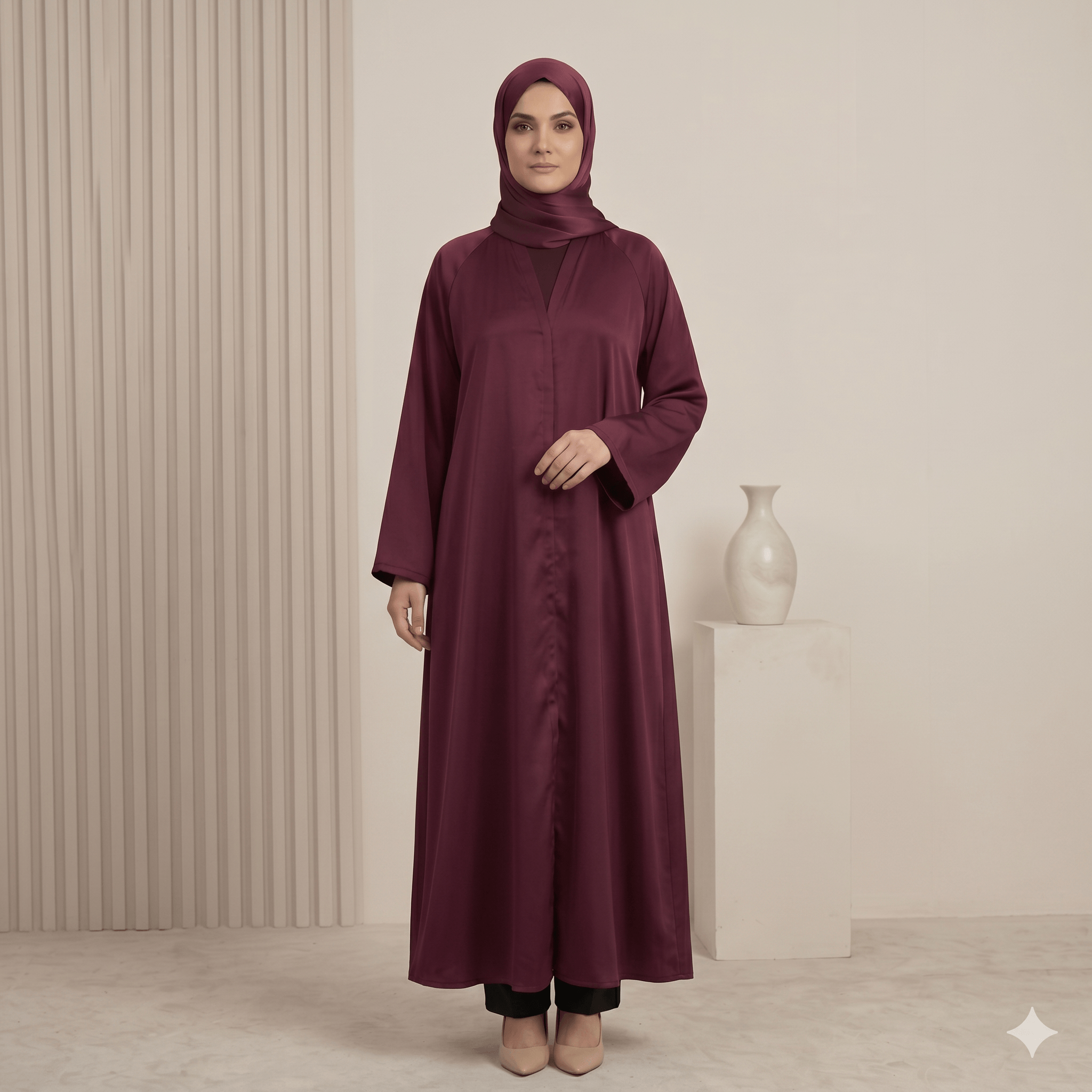Covered Button Open-Front Abaya – Shiny Nida | Canada