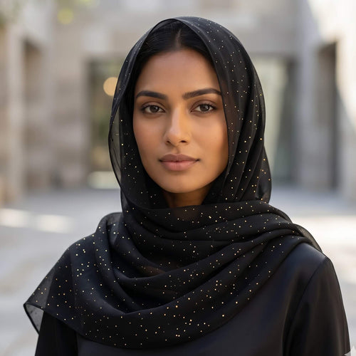 Black Sparkle Dot Chiffon Scarf – Hijab Scarf Canada | North Abaya Canada