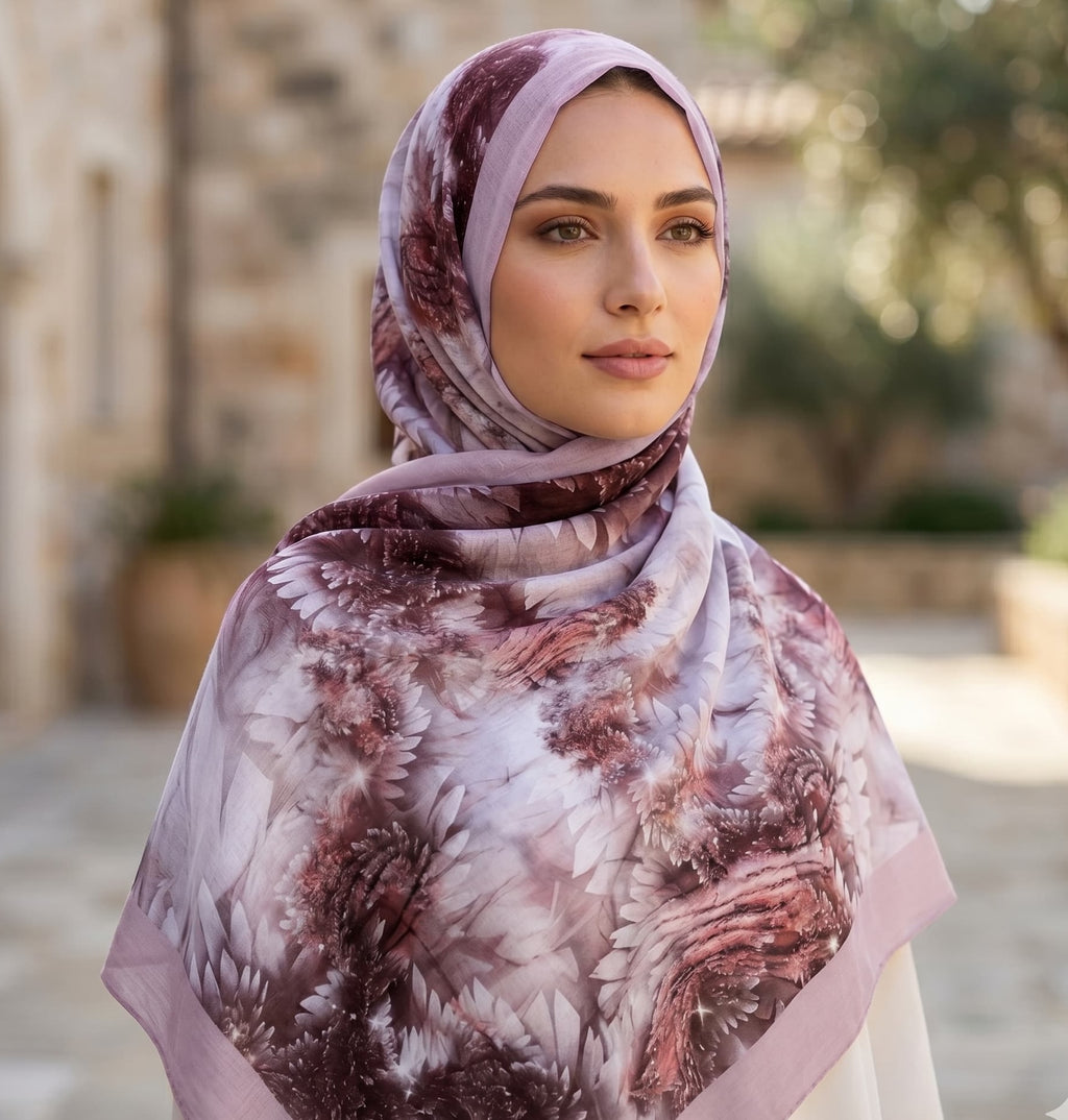 Blush Botanical Bloom Chiffon Scarf – Hijab Canada