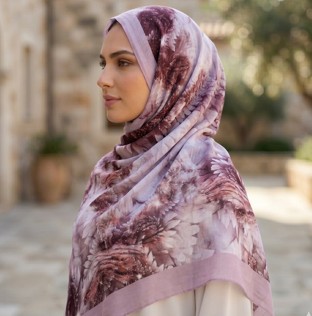Blush Botanical Bloom Chiffon Scarf – Hijab Canada