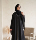 Slim Piping Crinkle Front Open Abaya – 2-Piece Casual Modest Fashion Canada