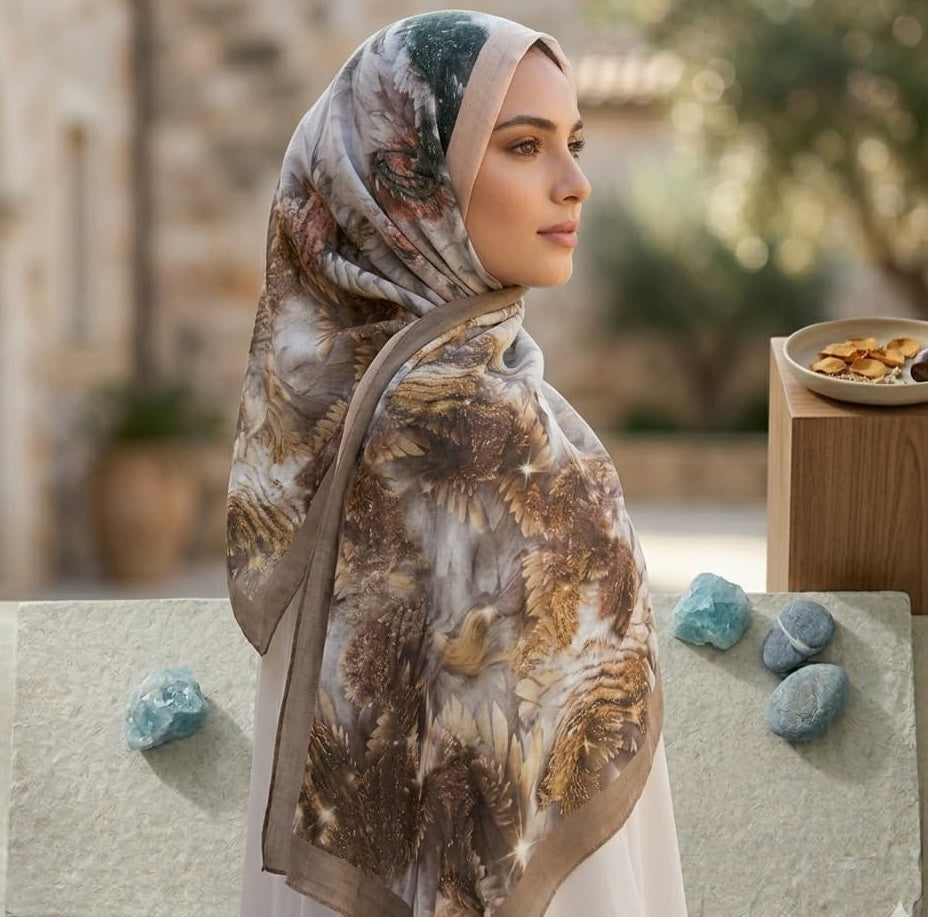 Blush Botanical Bloom Chiffon Scarf – Hijab Canada