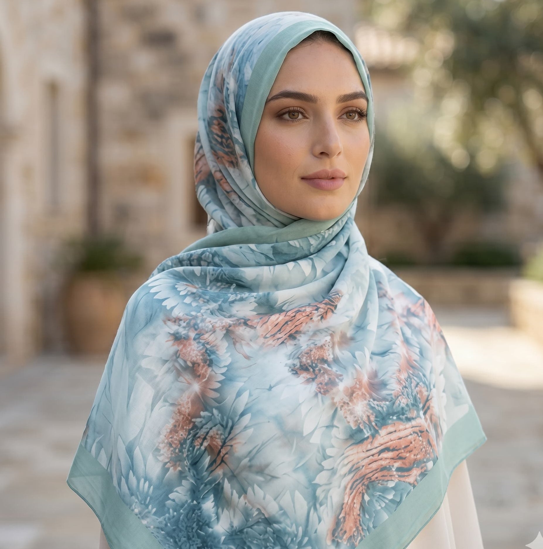 Blush Botanical Bloom Chiffon Scarf – Hijab Canada