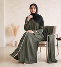 Slim Piping Crinkle Front Open Abaya – Detail View | North Abaya Canada