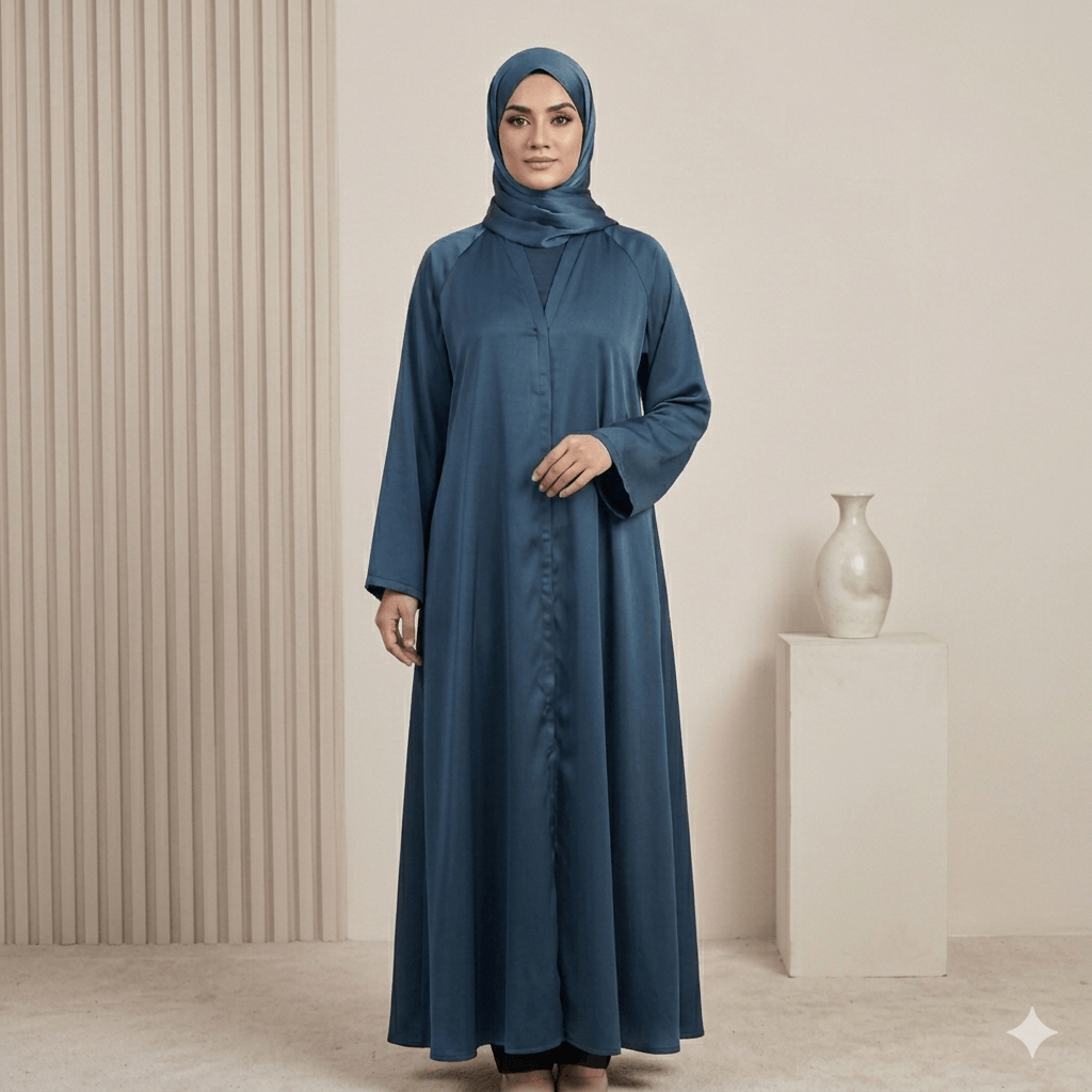 Covered Button Open-Front Abaya – Shiny Nida | Canada