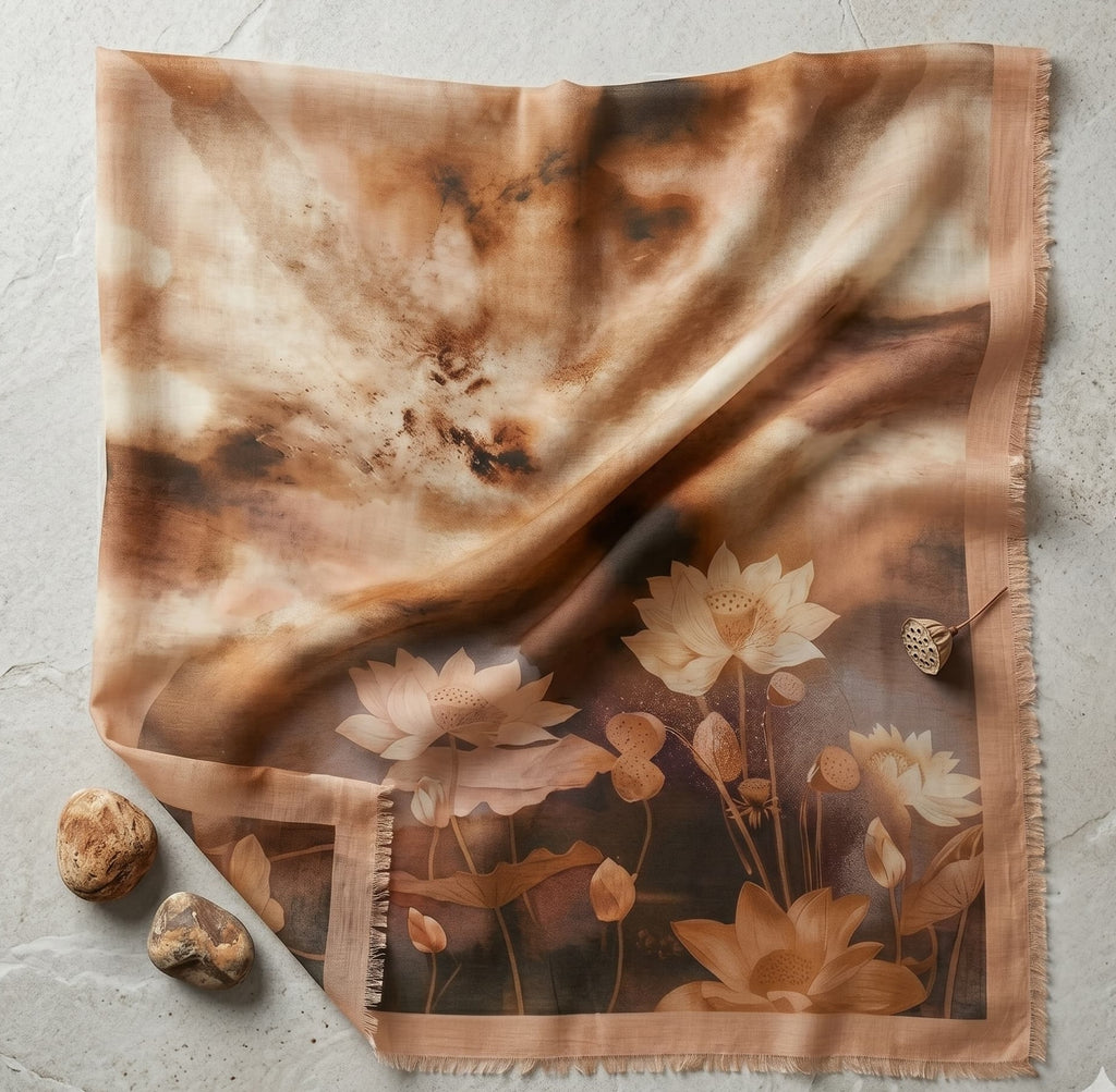 Lotus Print Chiffon Scarf – Hijab Scarf Canada