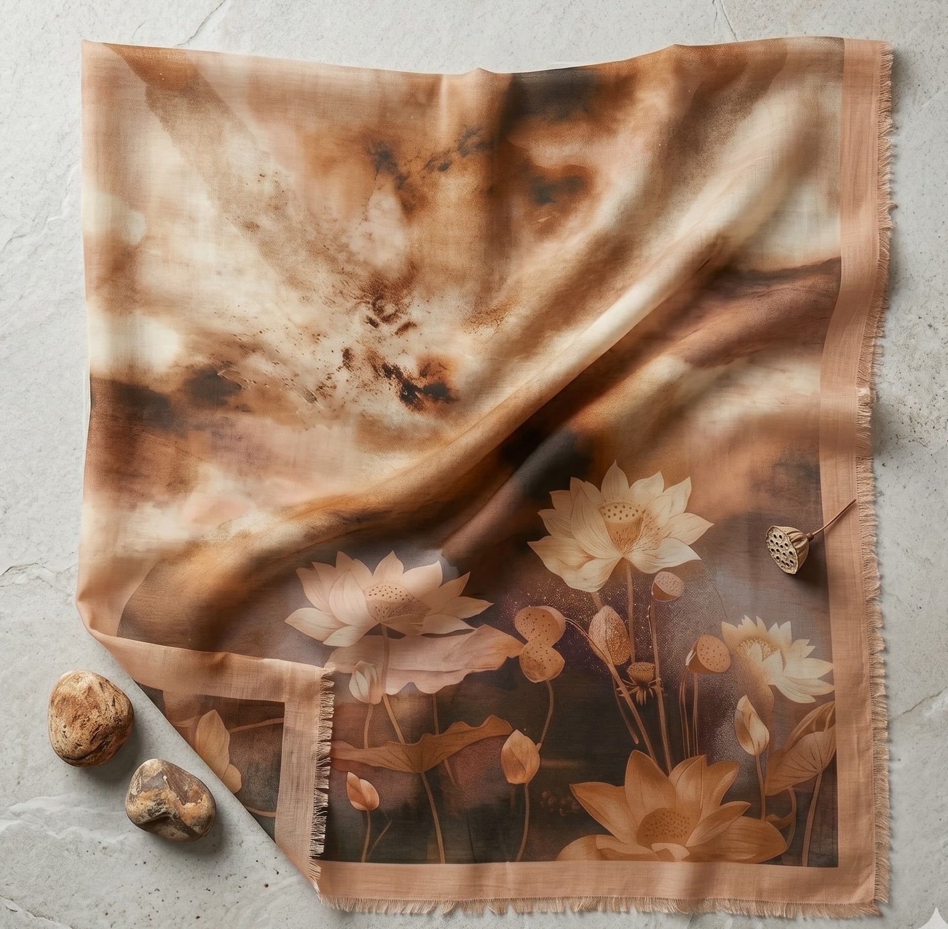 Lotus Print Chiffon Scarf – Hijab Scarf Canada