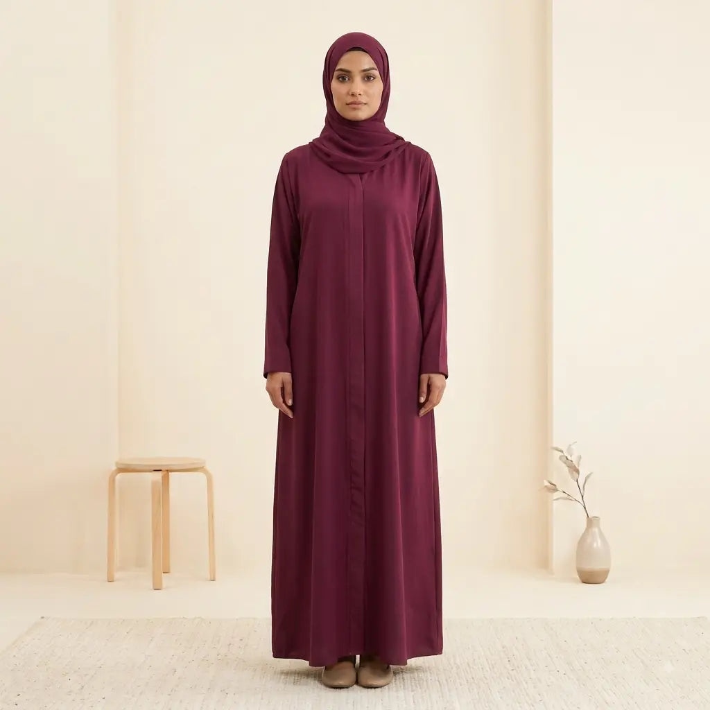Everyday Open Abaya Set – Side Pocket, Front Open, 2-Piece