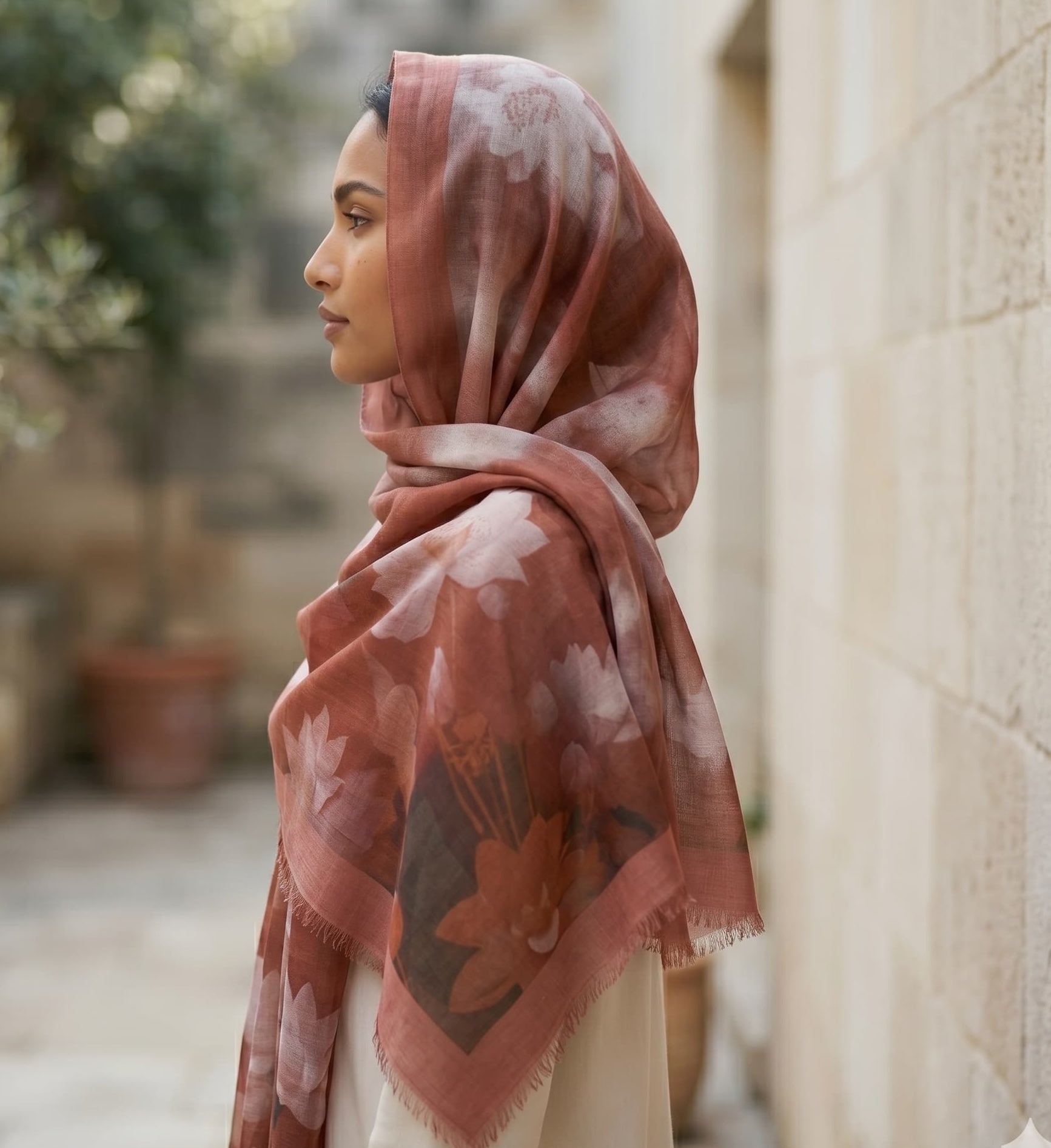 Lotus Print Chiffon Scarf – Hijab Scarf Canada