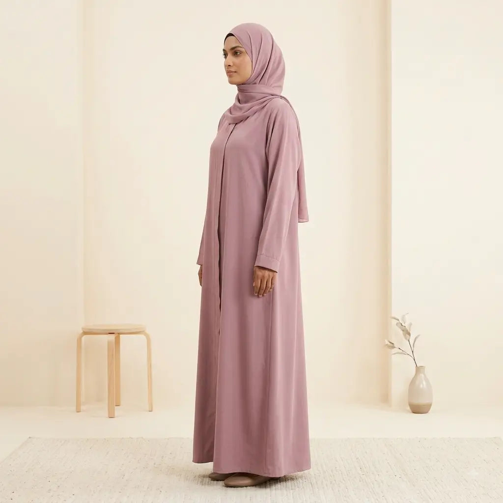 Everyday Open Abaya Set – Side Pocket, Front Open, 2-Piece