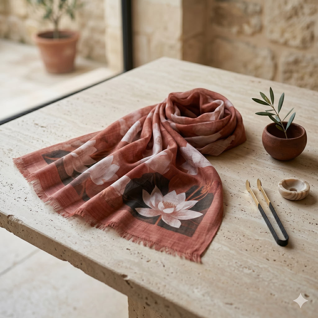 Lotus Print Chiffon Scarf – Hijab Scarf Canada