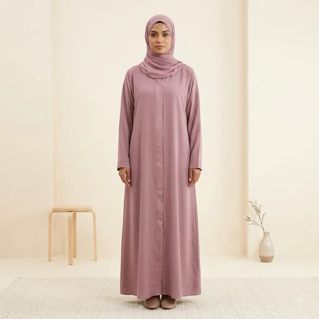Everyday Open Abaya Set – Side Pocket, Front Open, 2-Piece