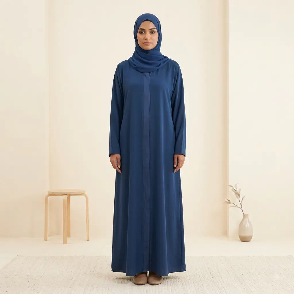 Everyday Open Abaya Set – Side Pocket, Front Open, 2-Piece