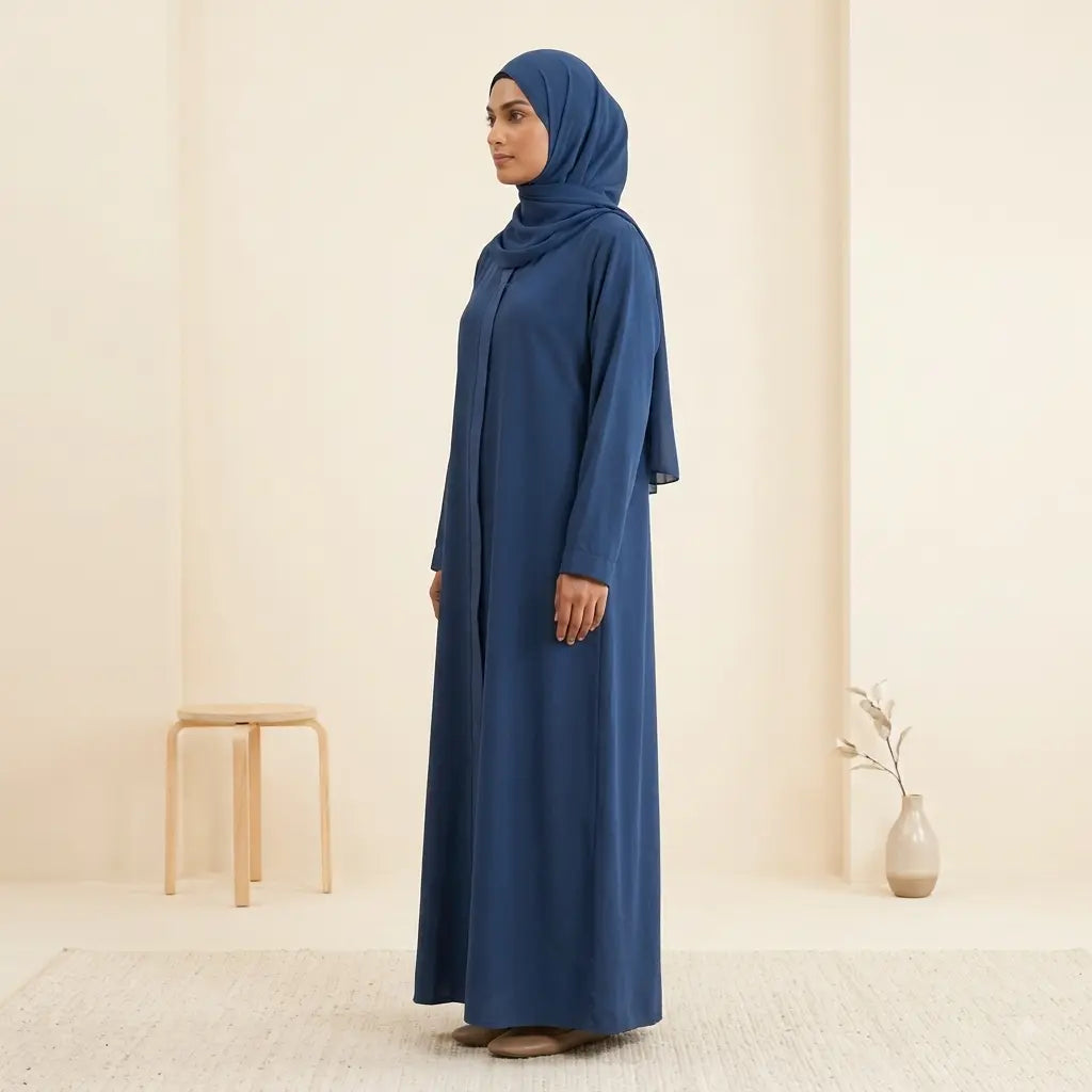 Everyday Open Abaya Set – Side Pocket, Front Open, 2-Piece
