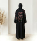 Teal Floral Embroidered Sleeve Abaya – Detail View | North Abaya Canada