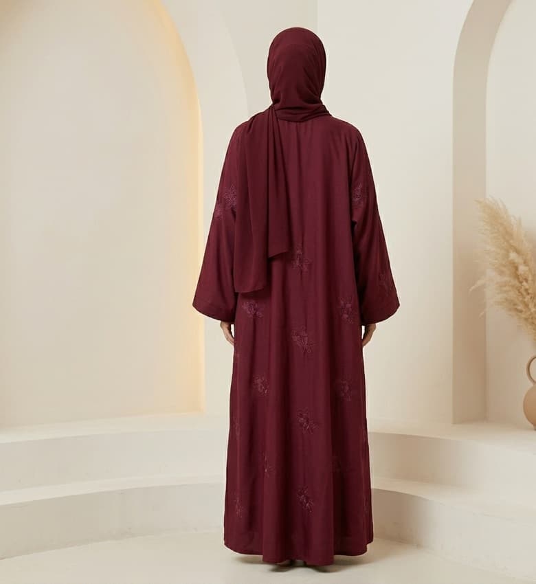 Floral Embroidered Front Open Abaya – Luxury Party Wear Modest Fashion Canada