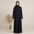 2PC Front Close Embellished Abaya – Nida Fabric | Black