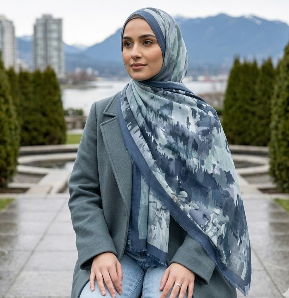 Sage Botanical Print Chiffon Scarf – Hijab Scarf Canada