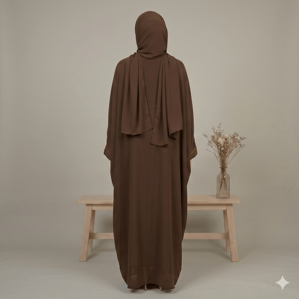Stone Work Georgette Kaftan with Scarf – 2 Piece Set | Canada