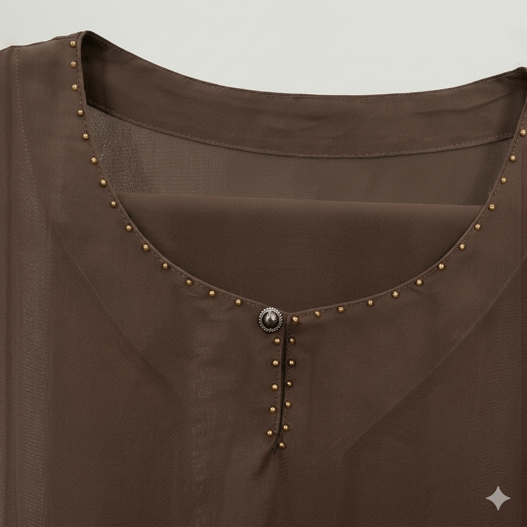 Stone Work Georgette Kaftan with Scarf – 2 Piece Set | Canada