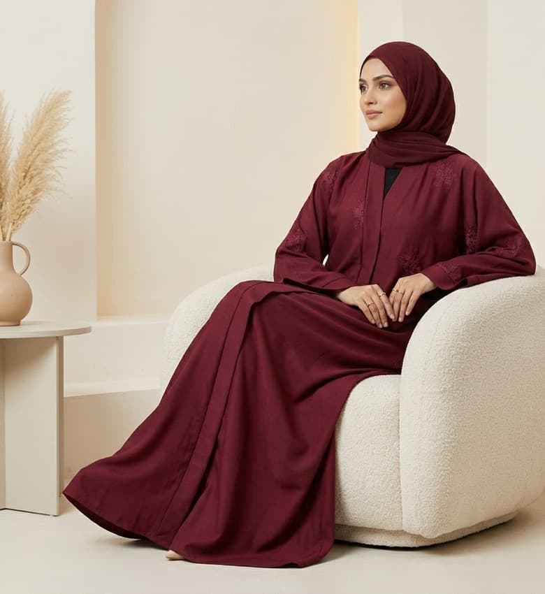 Floral Embroidered Front Open Abaya – Luxury Party Wear Modest Fashion Canada