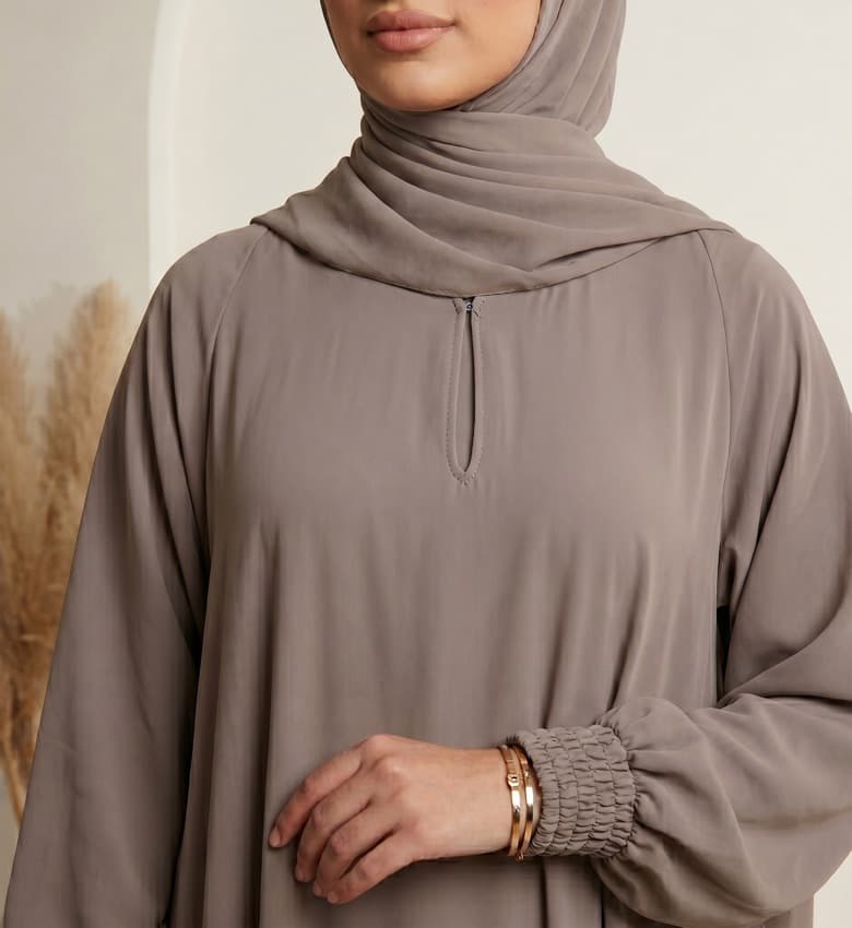 Full Flare Grip-Sleeve Front Close Abaya – 2-Piece Everyday Modest Fashion Canada