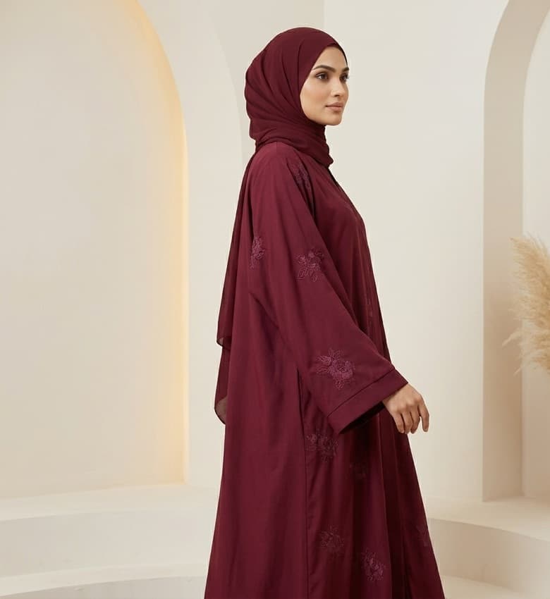 Floral Embroidered Front Open Abaya – Luxury Party Wear Modest Fashion Canada