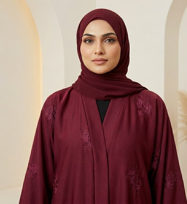 Floral Embroidered Front Open Abaya – Luxury Party Wear Modest Fashion Canada
