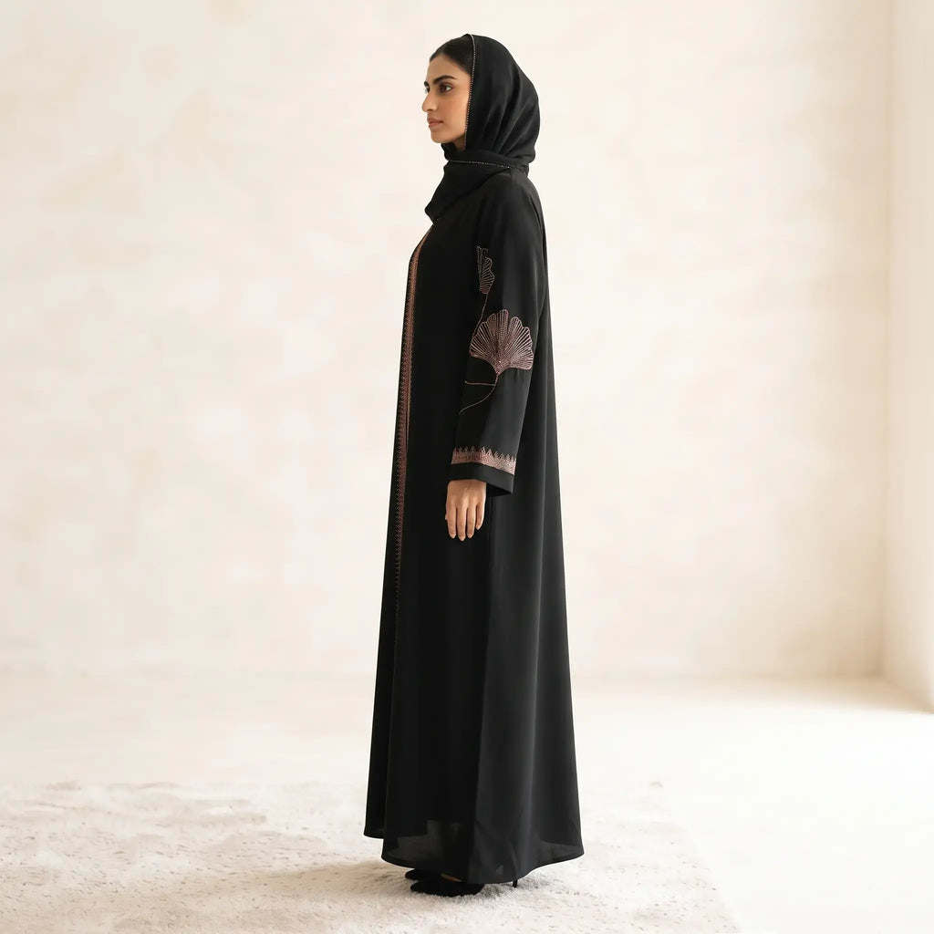 Beaded Floral Flames Abaya - 2 Piece Formal Nida