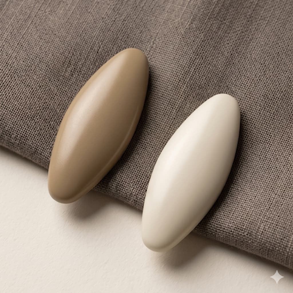 Oval Matte Hijab Brooch Set – Taupe & Ivory | 2 Pack