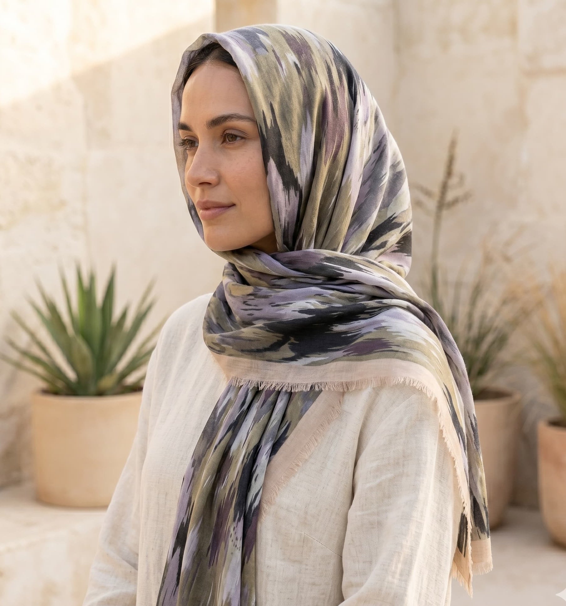 Sage Botanical Print Chiffon Scarf – Hijab Scarf Canada