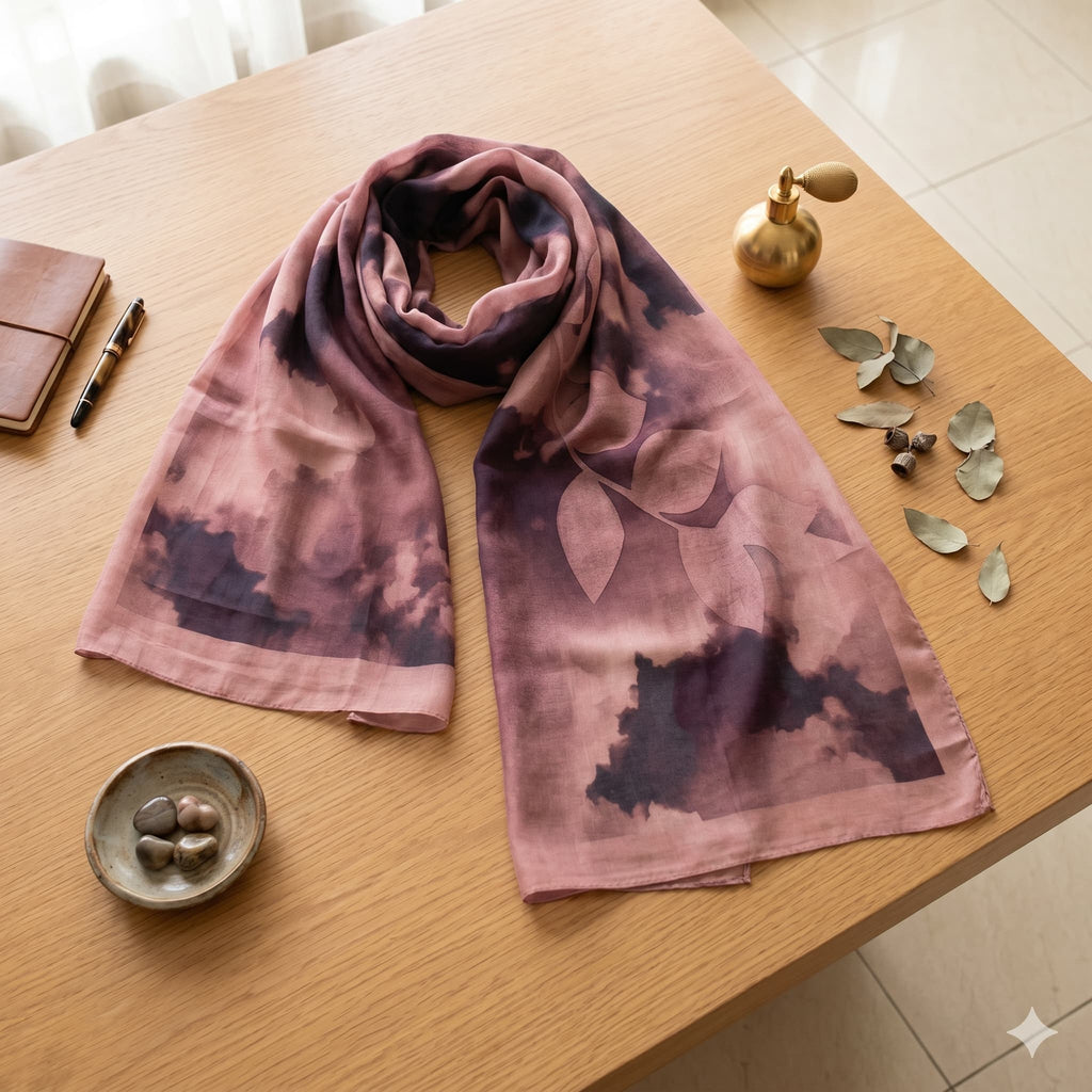 Leaf Print Chiffon Scarf – Printed Hijab Scarf Canada