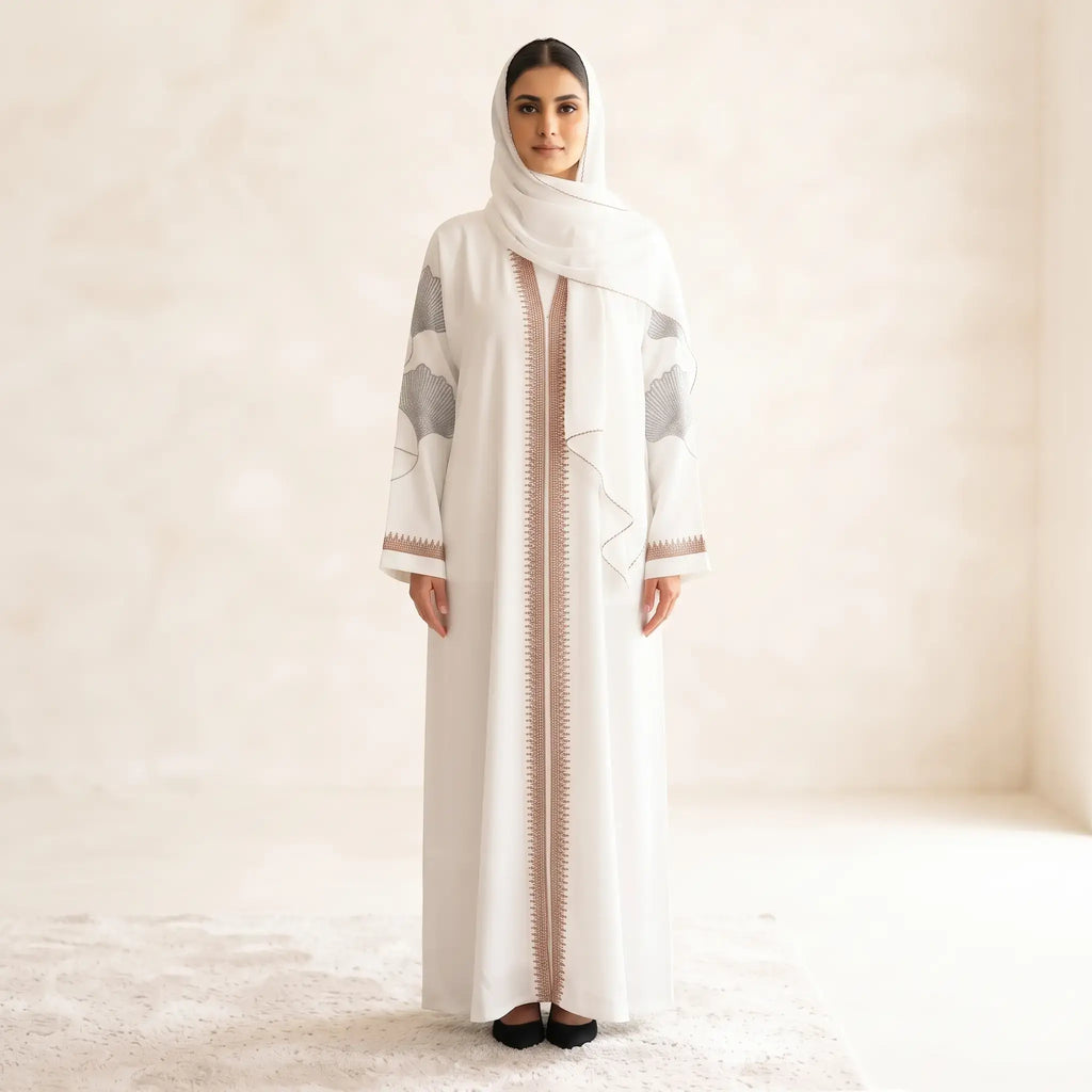 Beaded Floral Flames Abaya - 2 Piece Formal Nida
