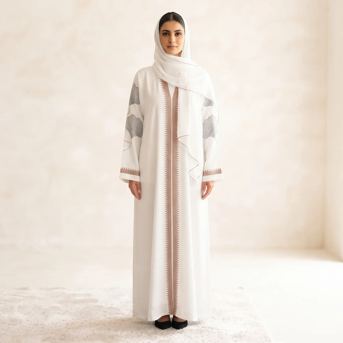 Beaded Floral Flames Abaya - 2 Piece Formal Nida