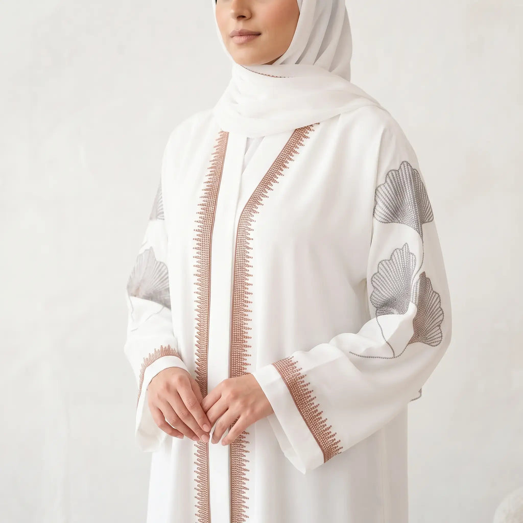 Beaded Floral Flames Abaya - 2 Piece Formal Nida