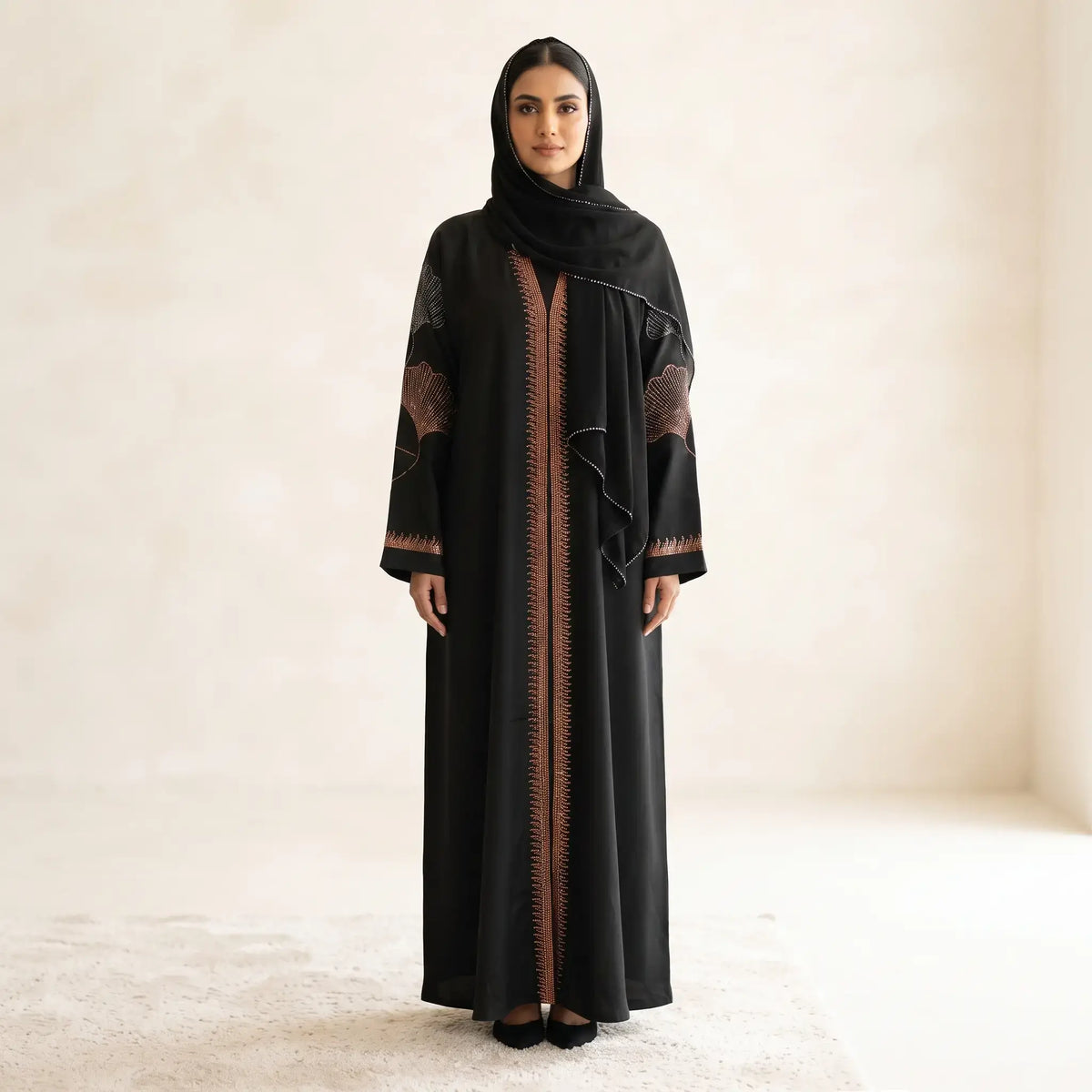 Beaded Floral Flames Abaya - 2 Piece Formal Nida