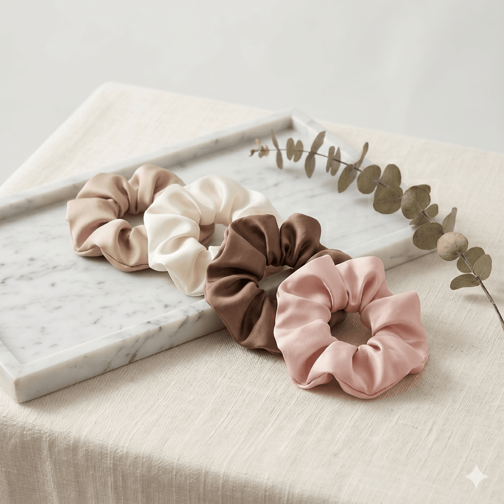 Premium Satin Scrunchie Set – 4-Piece Under-Hijab Hair Accessory | North Abaya