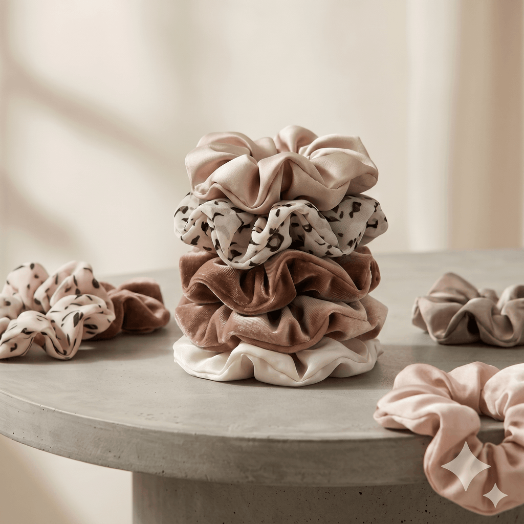 Premium Satin Scrunchie Set – 4-Piece Under-Hijab Hair Accessory | North Abaya