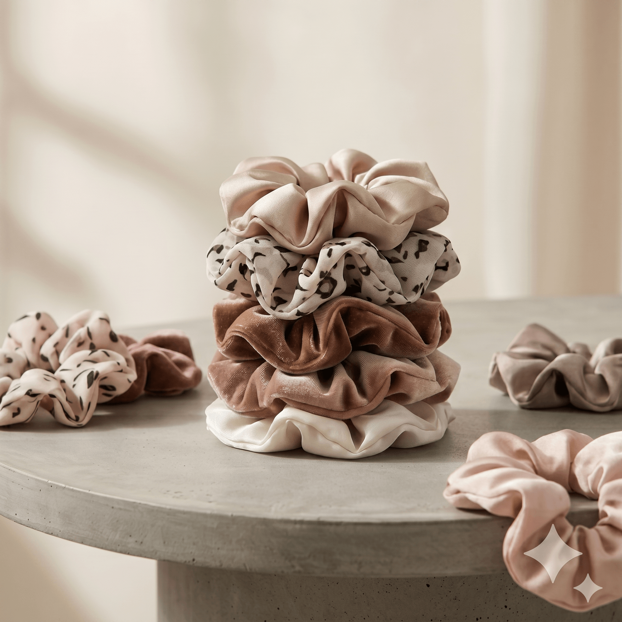 Premium Satin Scrunchie Set – 4-Piece Under-Hijab Hair Accessory | North Abaya