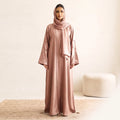 Crystal Criss-Cross Diamond Grid Tassel Front Open Abaya – 2-Piece Set