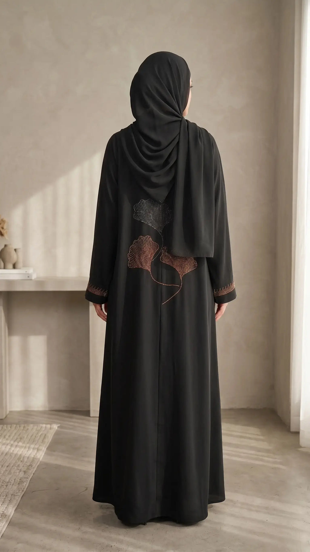 Beaded Floral Flames Abaya - 2 Piece Formal Nida